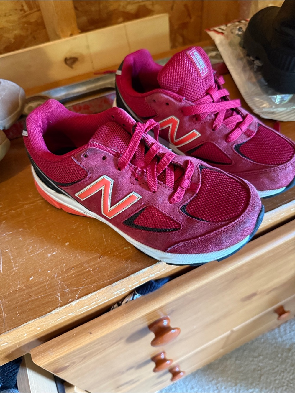 New Balance Women's Fuchsia Mesh & Suede Sneakers